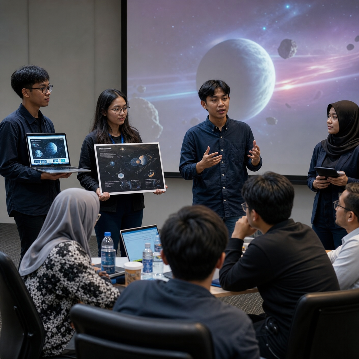 NASA Space Apps participants celebrating their progress