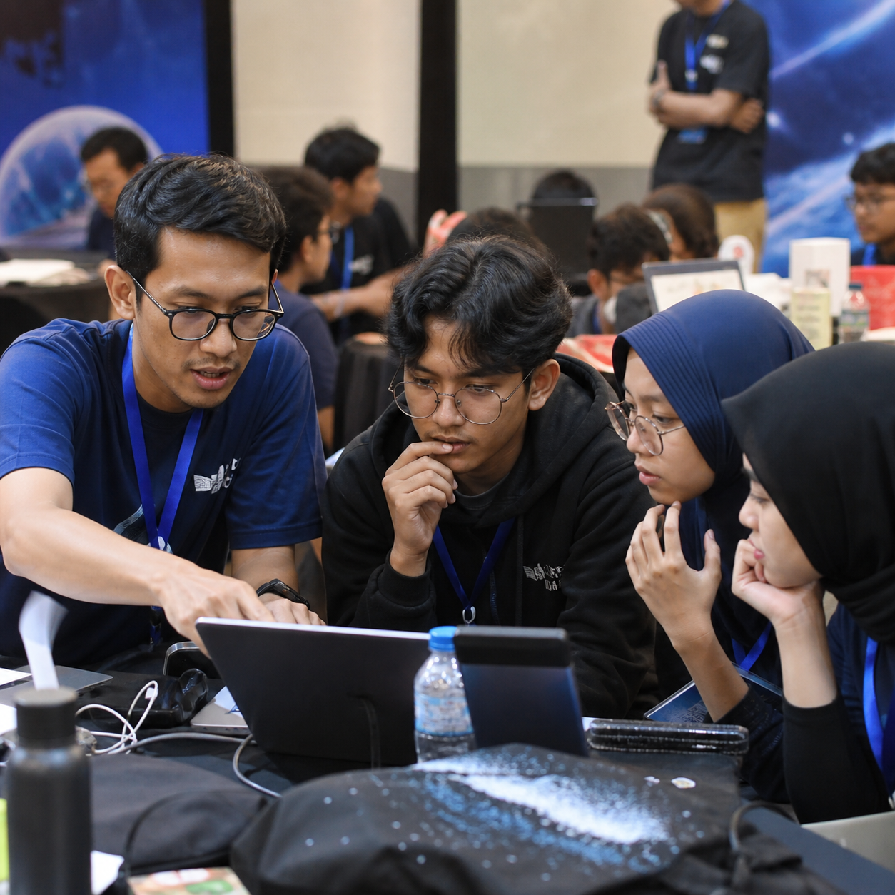 Mentor assisting NASA Space Apps participants