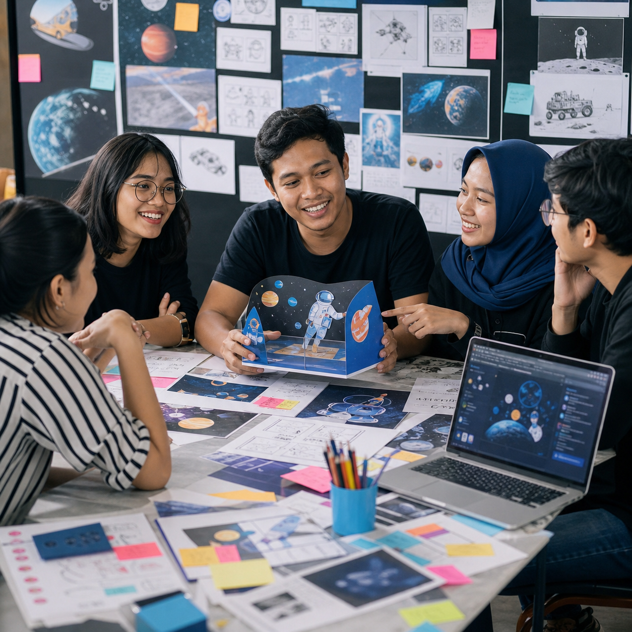 Creative team planning a non-technical project