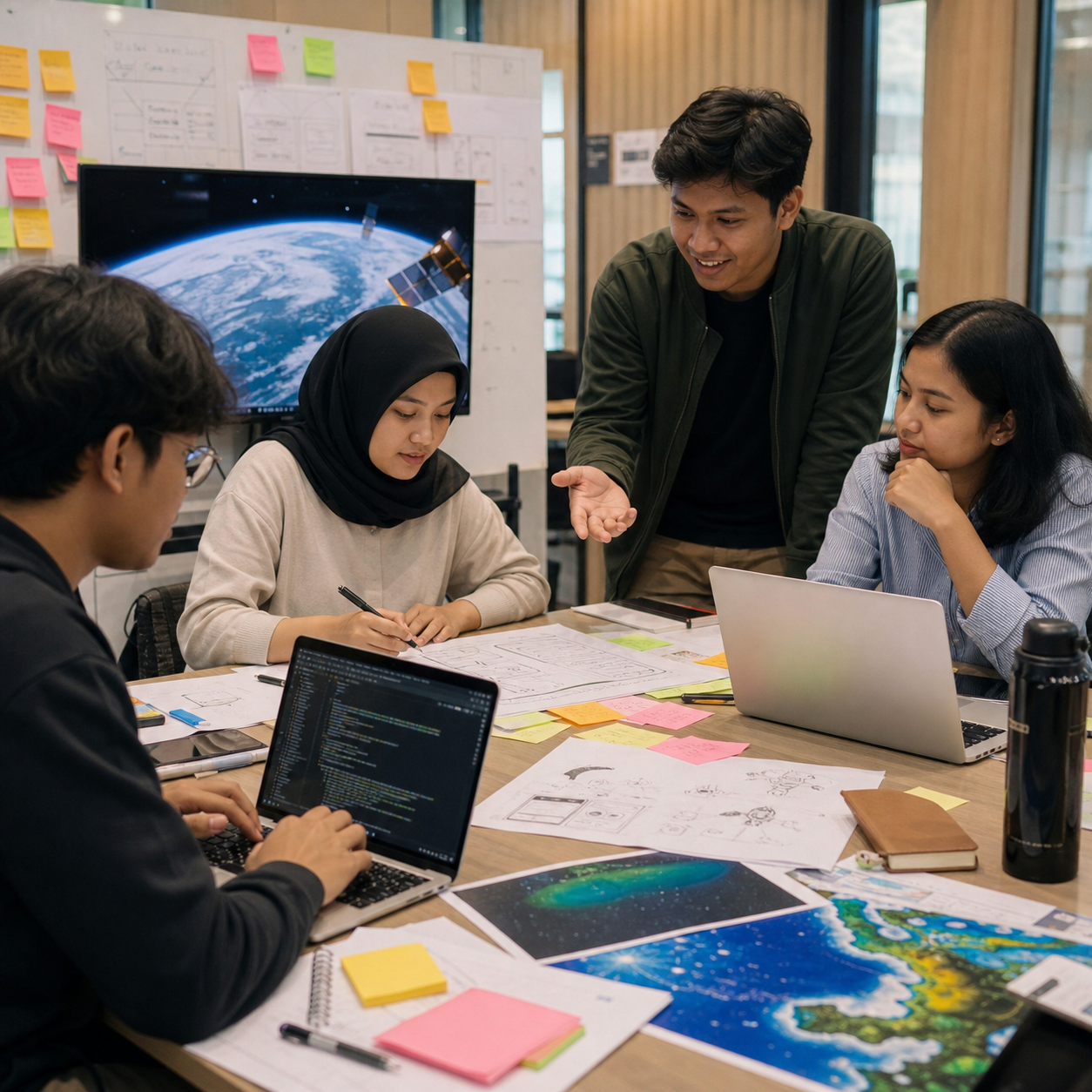 A multidisciplinary NASA Space Apps team working together