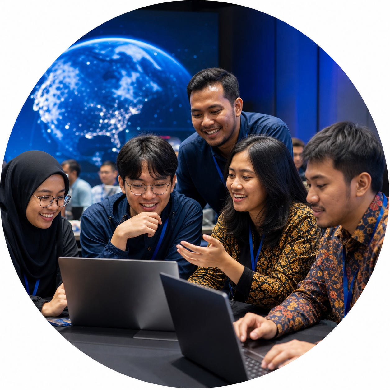 Global innovators collaborating around planet Earth